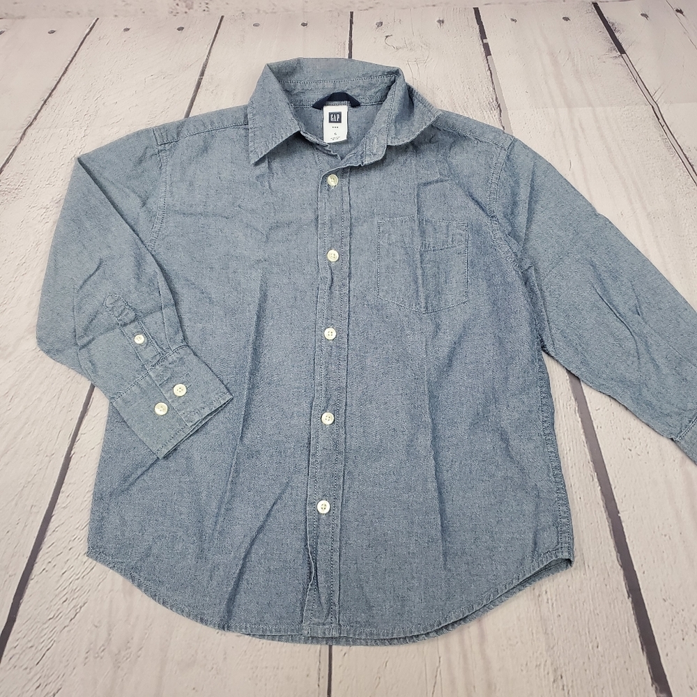 Gap Boys Small Soft Denim Button-Down Shirt – Casual Kids Top - Picture 2 of 5